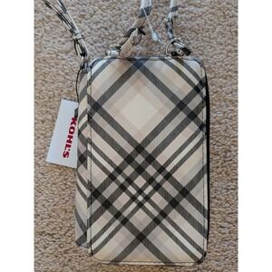 Safe Keeper RFID Blocking Crossbody Phone Wallet Black White Plaid HNB41WL10P1